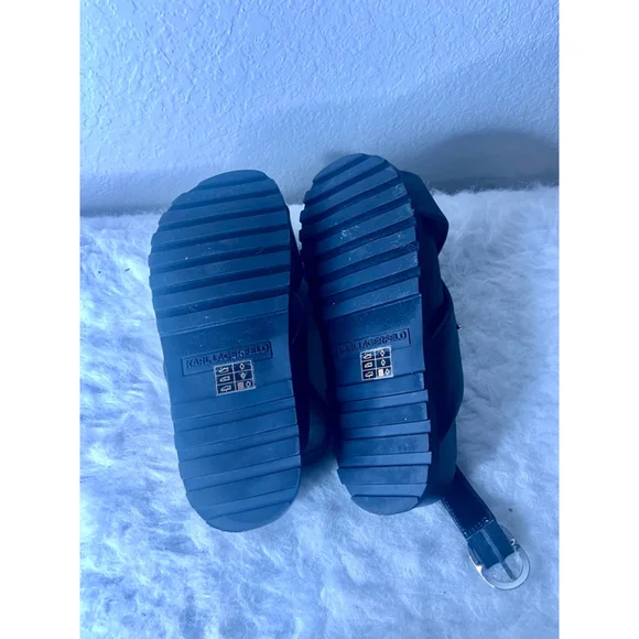 Karl Lagerfeld Paris Tilda Criss Cross Black Platform Sandals Women Size 7 - Picture 9 of 9